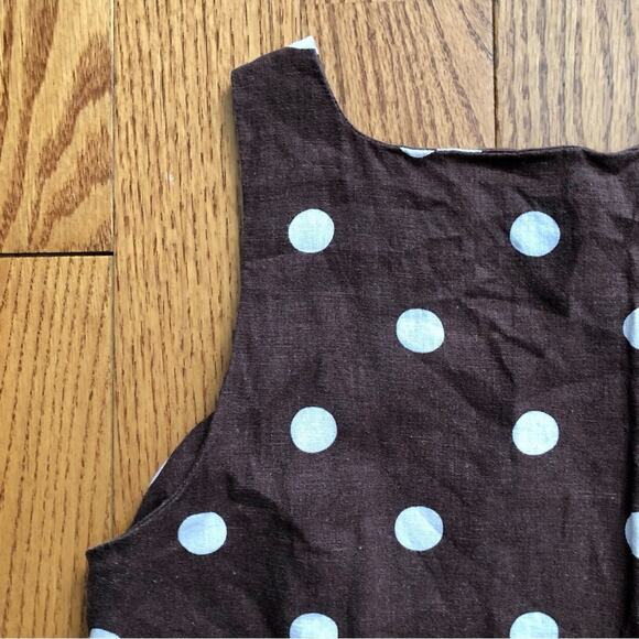 Ann Taylor Dotted Polka Dots Linen Blend Brown White Tank Top Women’s Size S - Picture 5 of 8